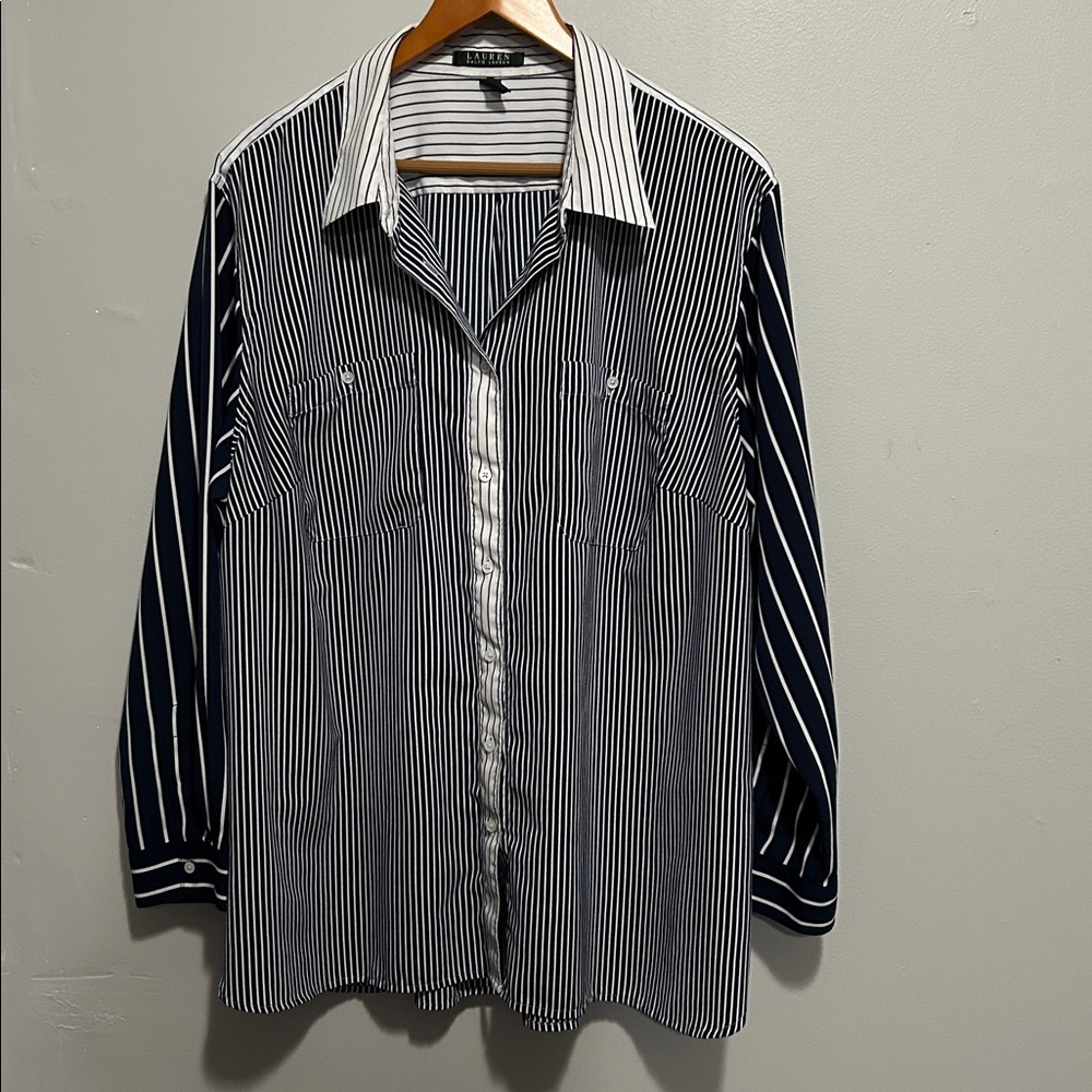 Ralph Lauren Navy and White Striped Shirt